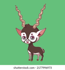 Illustration of a cartoon blackbuck on colorful background