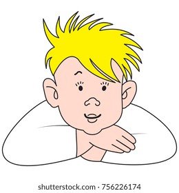Illustration of a cartoon blond boy on a white background