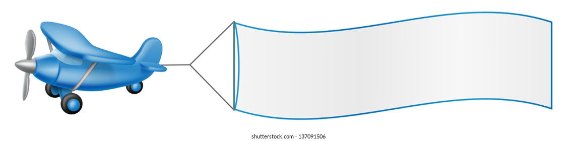 Illustration of a cartoon blue plane pulling a big banner