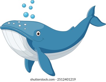 Illustration of cartoon blue whale