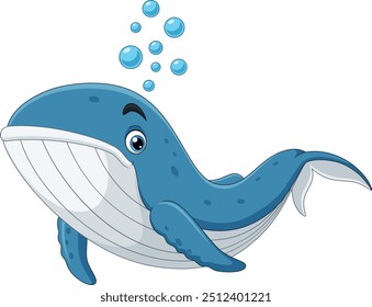 Illustration of cartoon blue whale