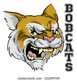 An illustration of a cartoon bobcat sports team mascot with the text Bobcats 