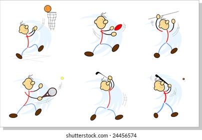 Illustration of a cartoon boy doing different sports event	