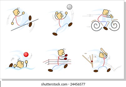 Illustration of a cartoon boy doing different sports event	