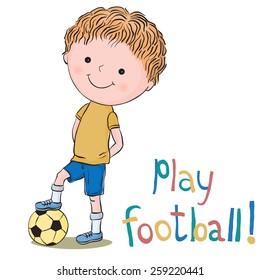 Illustration of cartoon boy with football