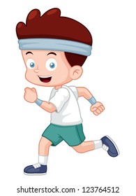 illustration of Cartoon boy jogging