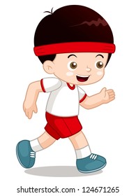 illustration of Cartoon boy jogging