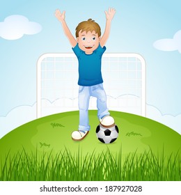 Illustration Cartoon Boy Playing Soccer Stock Vector (Royalty Free ...