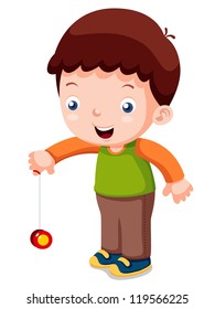 illustration of Cartoon boy playing yo-yo
