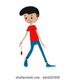 illustration of Cartoon boy playing yo-yo.Vector illustration in a flat design.for posters, childrens books and websites, t-shirt design.