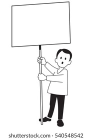 Illustration of cartoon boy with a poster