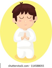 illustration of cartoon boy praying