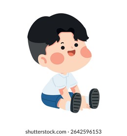 Illustration of a Cartoon Boy Sitting Down student