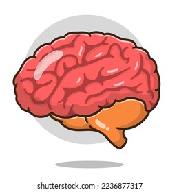 illustration of cartoon brain organ good for education, banner, healthy icon.