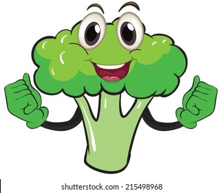Illustration of a cartoon broccoli