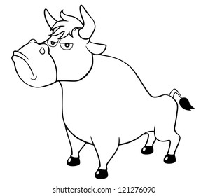 illustration of cartoon bull.Coloring book