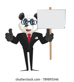 Illustration Cartoon Business Character Panda Holding Stock Vector ...