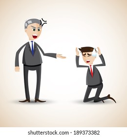 illustration of cartoon businessman angry and scold 