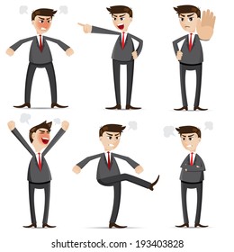 illustration of cartoon businessman angry set