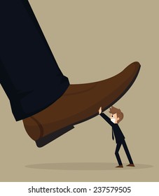 illustration of cartoon businessman carry stomping foot in oppressive concept.vector