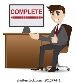 illustration of cartoon businessman with complete process 