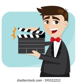 illustration of cartoon businessman with director cut in production concept