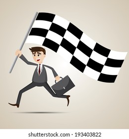 illustration of cartoon businessman with racing flag