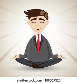 illustration of cartoon businessman relaxing with meditation