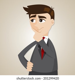 illustration of cartoon businessman thinking in problem concept