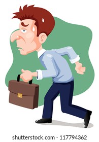 Illustration Of Cartoon Businessman Tired