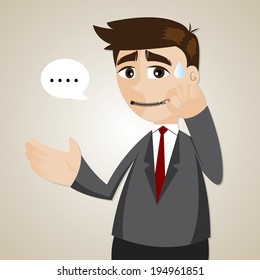illustration of cartoon businessman zipped his mouth in  inarticulate concept