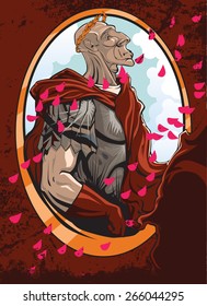 Illustration of a cartoon Caesar winner