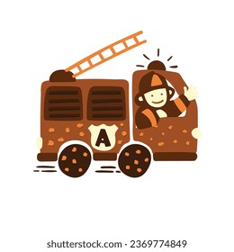 ilustración de coche de fuegos artificiales de tarta de dibujos animados bueno para el diseño de iconos de pastel o logotipo.