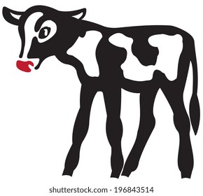 Illustration of cartoon calf on white background