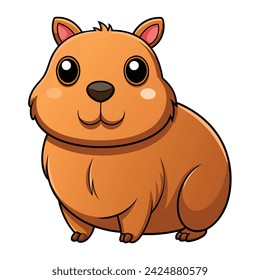 illustration of Cartoon Capybara on white