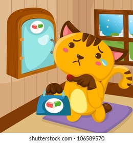 illustration of cartoon cat injured