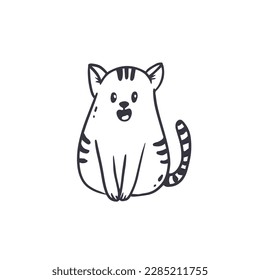 illustration of cartoon cat isolated on white.Doodle.Vector