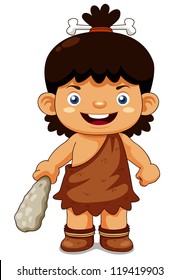 illustration of Cartoon cave boy