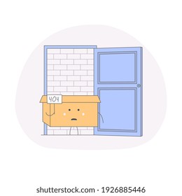 Illustration cartoon character with 404. Page not found. Character holds up a sign