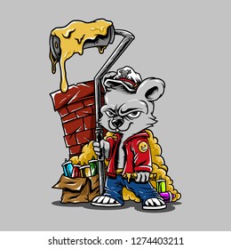 Illustration Cartoon Character Bear Graffiti