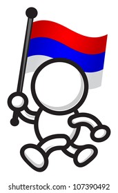 illustration of cartoon character bring flag