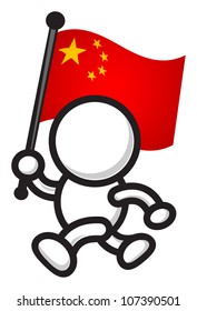 illustration of cartoon character bring flag