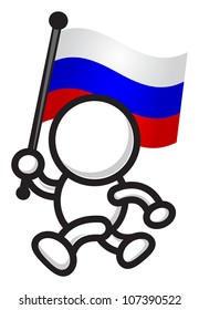 illustration of cartoon character bring flag