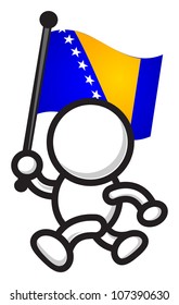 illustration of cartoon character bring flag