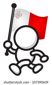 illustration of cartoon character bring flag
