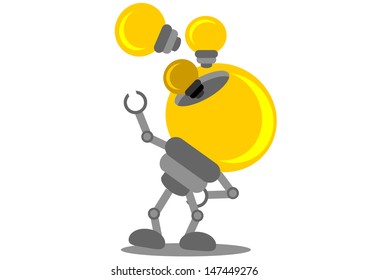 illustration of cartoon character bulb lamp with business activity