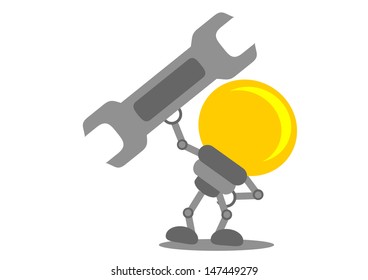 illustration of cartoon character bulb lamp with business activity