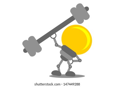 illustration of cartoon character bulb lamp with business activity