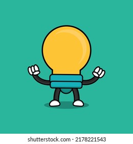 illustration of cartoon character bulb lamp.