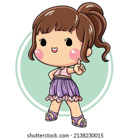 Illustration of cartoon character cute girl